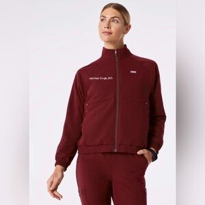 Figs Women's Burgundy Bomber Jacket